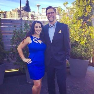 Eliza J, mini cocktail dress in cobalt blue